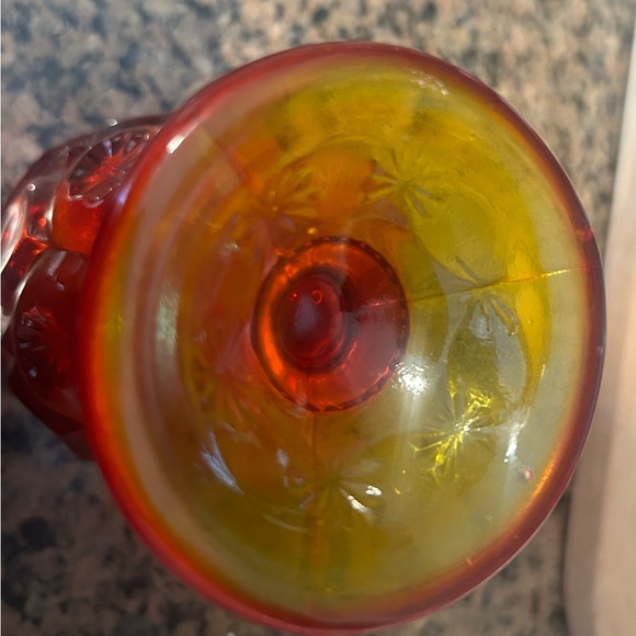 Red orange goblet glass vintage - Picture 7 of 11